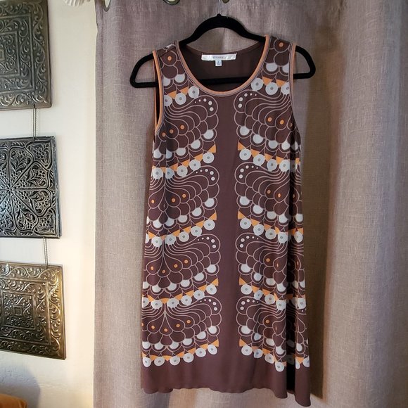 Brown, Orange, & White Midi Tank Dress - Picture 1 of 4
